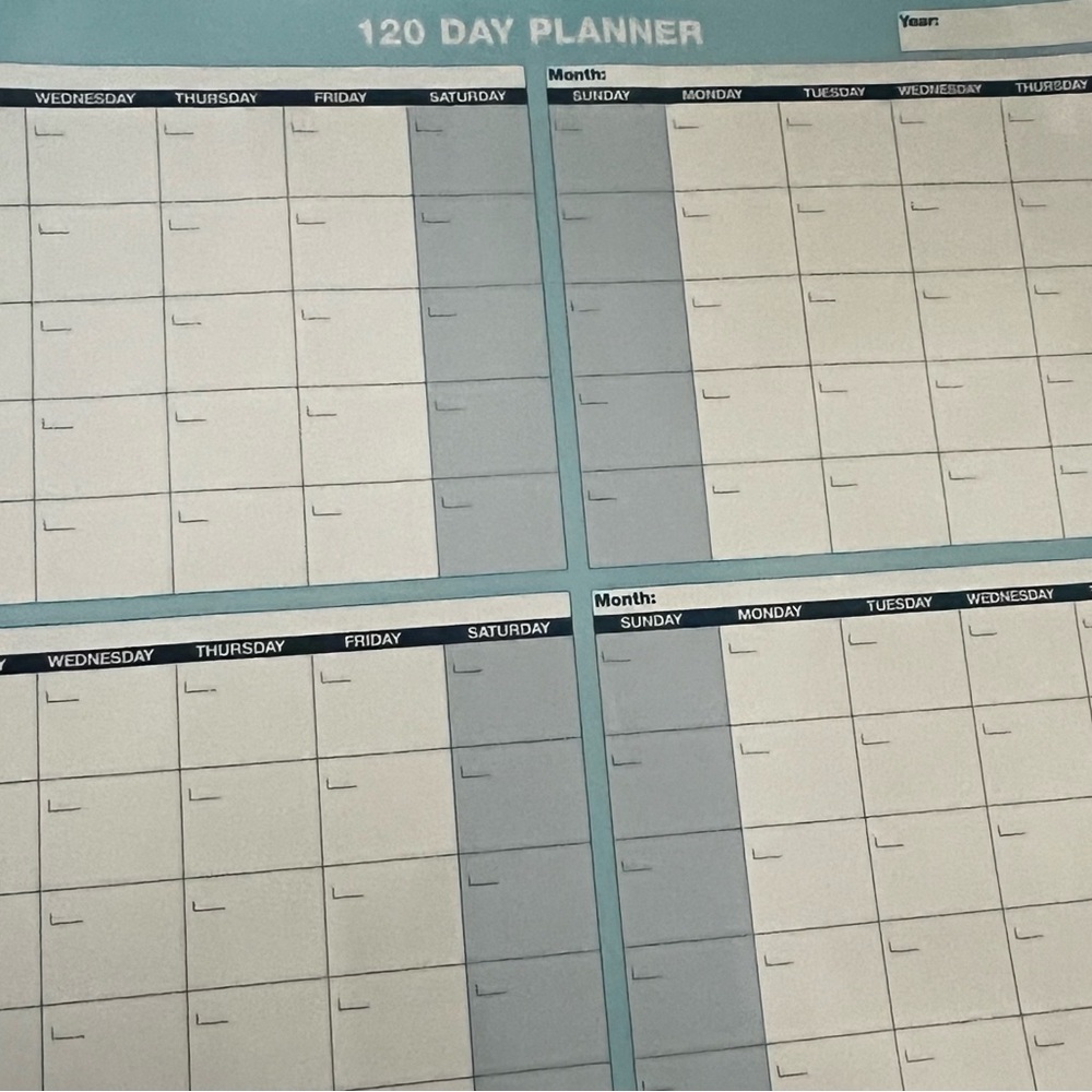 90/120 Day Horizontal Laminated Wall Planner - White